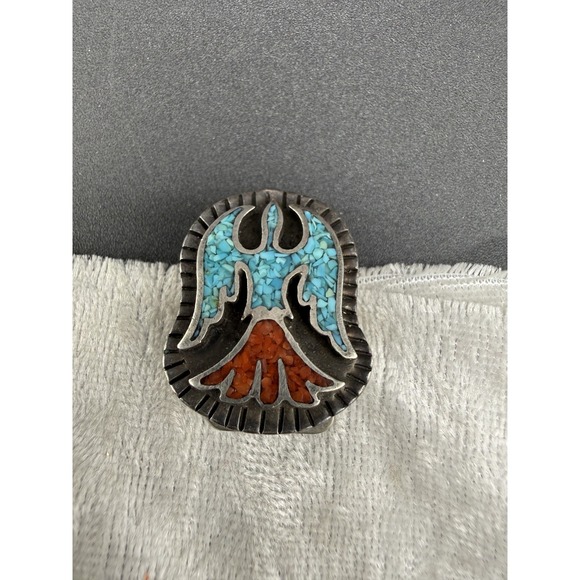 LK Bennett Jewelry - Vintage Bennett Bolo‎ Slide Southwestern Turquoise Bird Silver Tone Signed